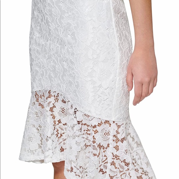 GUESS Marciano White Bodycon Lace w/ Flounce Hem - Size XS, 2 - Picture 4 of 7